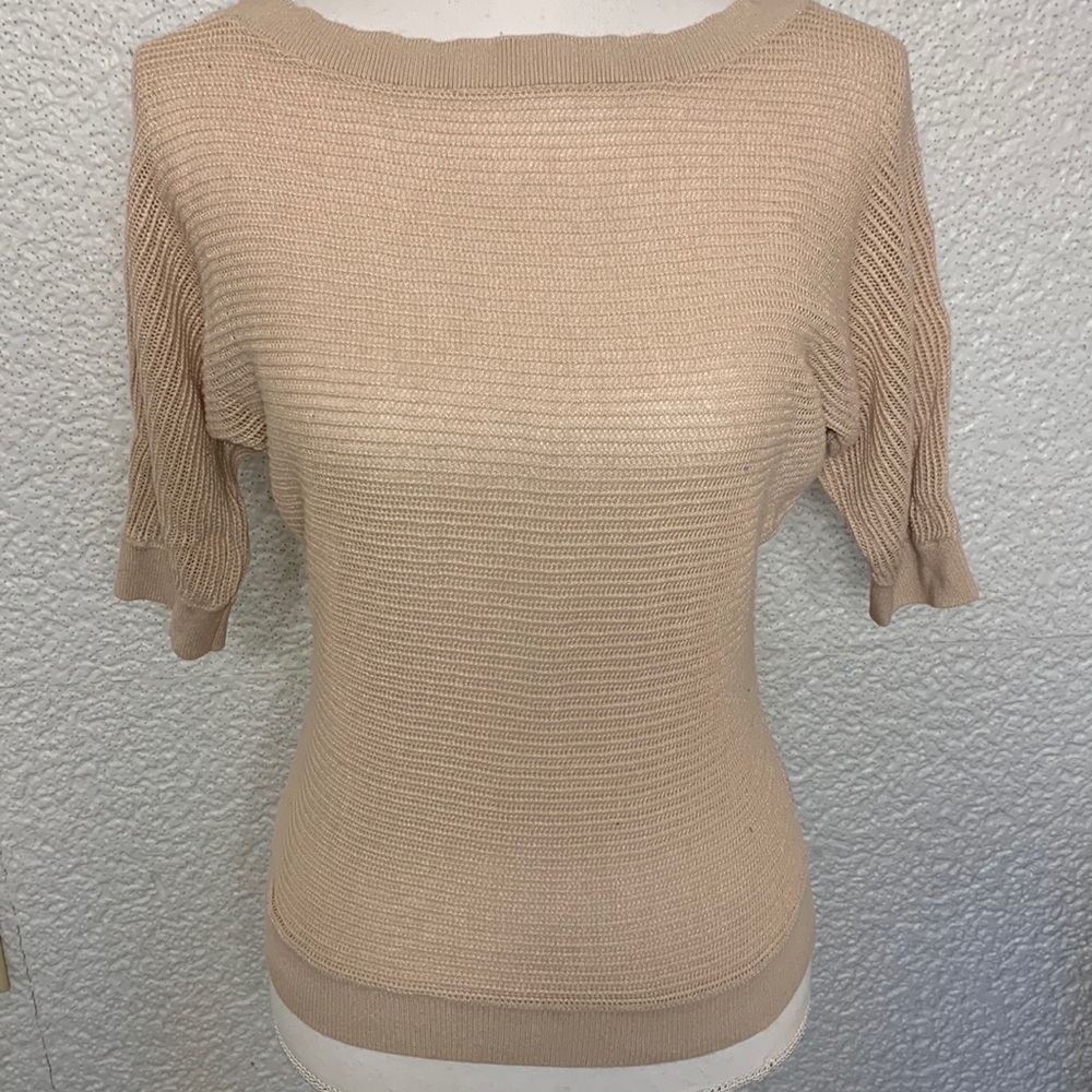 Express Beige Knit Sweater Size XS Elbow Sleeves